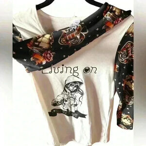 Lularoe‎ Custom XS white Lynnae with sailor sleeves. Custom goth girl print